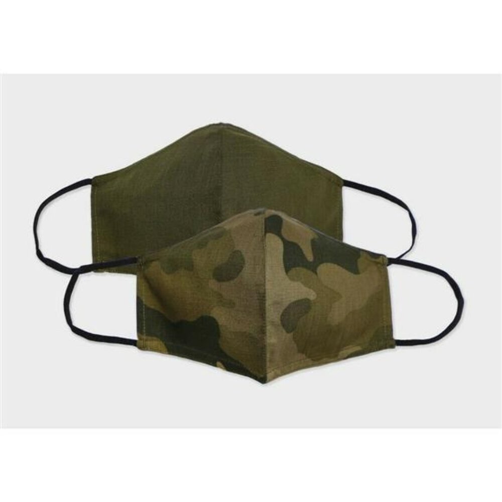 2pk Men's Camo Print Fabric Face Masks - Goodfellow & Co Green L/XL 191905951990